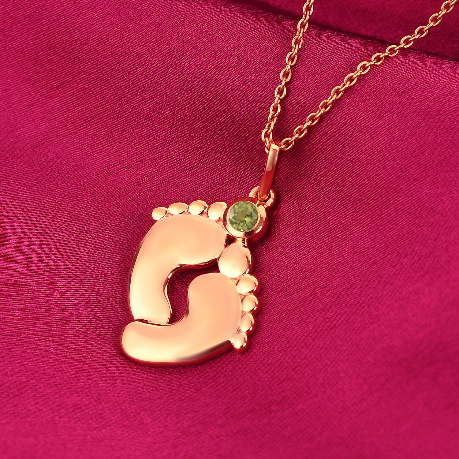 Hebei Peridot Pendant With Chain (Size 16 With 2 inch Extender) in Rose Gold Overlay Sterling Silver. Wt. 5.40 Gms.