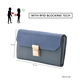 100% Genuine Leather Clutch Wallet with Chain Shoulder Strap & RFID Protection (Size 20x10 Cm) - Blue