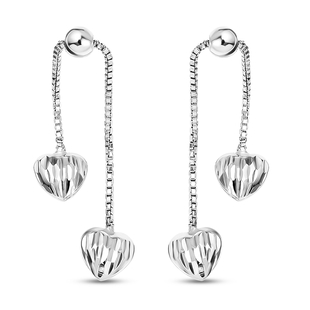 Vegas Close Out - Sterling Silver Heart Dangling Earrings (With Push Back)