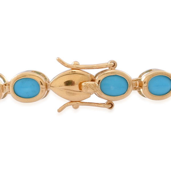 Arizona Sleeping Beauty Turquoise (Ovl) Bracelet (Size 8) in 14K Gold Overlay Sterling Silver 11.000 Ct.