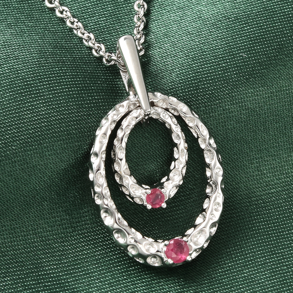 RACHEL GALLEY Allegro Collection - African Ruby (FF) Pendant with Chain (Size 18/20/24) in Rhodium O