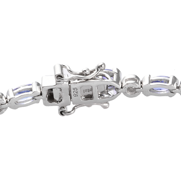 AAA Tanzanite and Natural Cambodian Zircon Bracelet (Size 7) in Platinum Overlay Sterling Silver 5.26 Ct., Platinum wt. 8.94 Gms