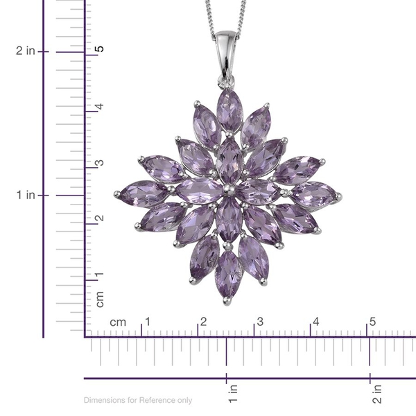 Rose De France Amethyst (Mrq) Cluster Pendant With Chain in Platinum Overlay Sterling Silver 10.000 Ct.