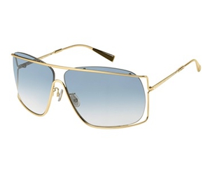 MAX MARA Unisex Gold Metal Shield Sunglasses with Blue Lenses