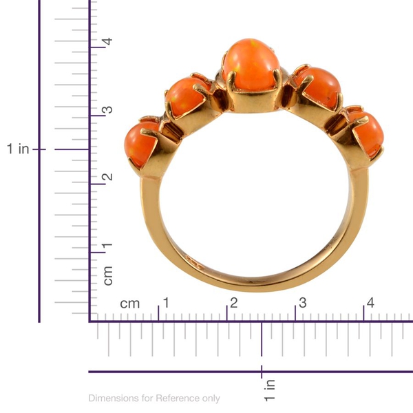 Orange Ethiopian Opal (Ovl 0.50 Ct) Ring in 14K Gold Overlay Sterling Silver 1.400 Ct.