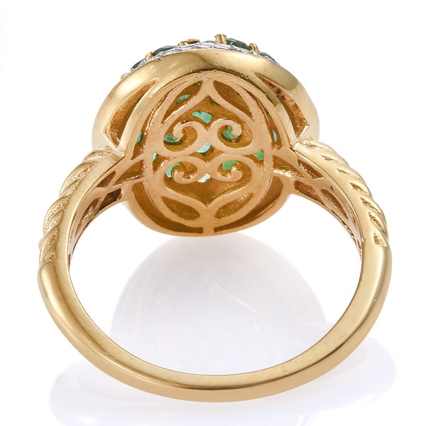 Kagem Zambian Emerald (Rnd) Cluster Ring in 14K Gold Overlay Sterling Silver 1.000 Ct.