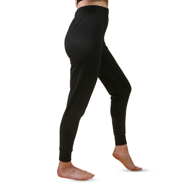 100% Cotton Single Jersey Loungewear Leggings in Black (Size Large)