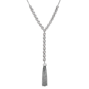 White Austrian Crystal Necklace (Size - 28 With 2 Inch Extender) in Silver Tone