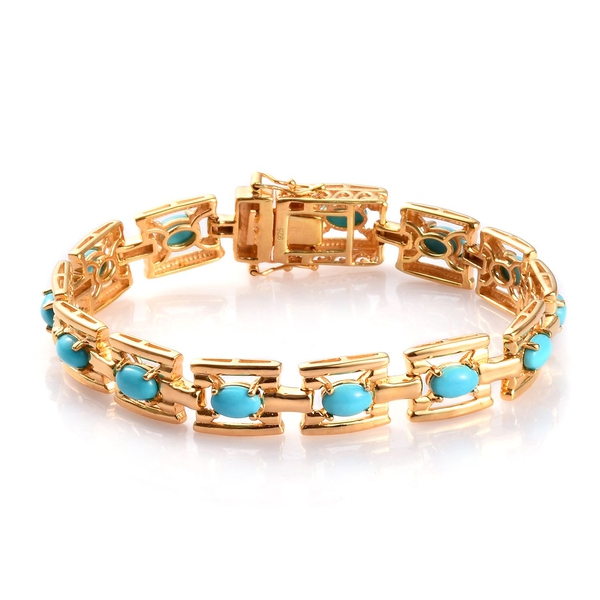 AA Arizona Sleeping Beauty Turquoise Bracelet (Size 7) in 14K Gold Overlay Sterling Silver 6.00 Ct.,