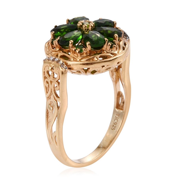 Royal Jaipur Chrome Diopside (Pear), Ruby and White Topaz Ring in 14K Gold Overlay Sterling Silver 3.400 Ct.