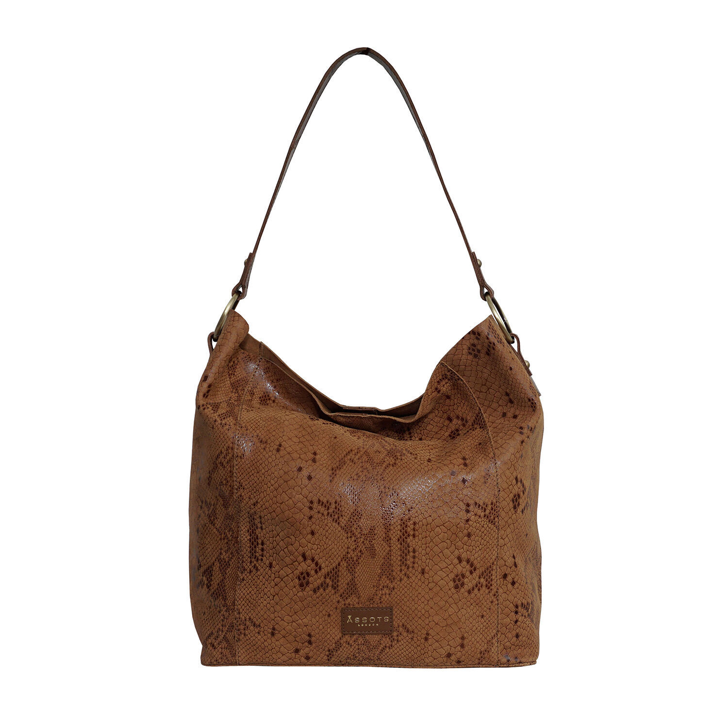 Assots London ESME Genuine Suede Leather Python Print Hobo Bag (Size