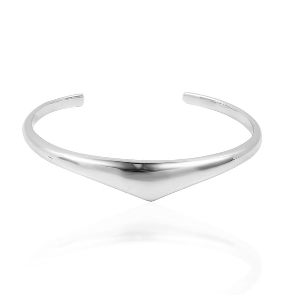LucyQ Pebble Collection Cuff Bangle in Rhodium Plated Sterling Silver 30.92 Grams Size 7 inch