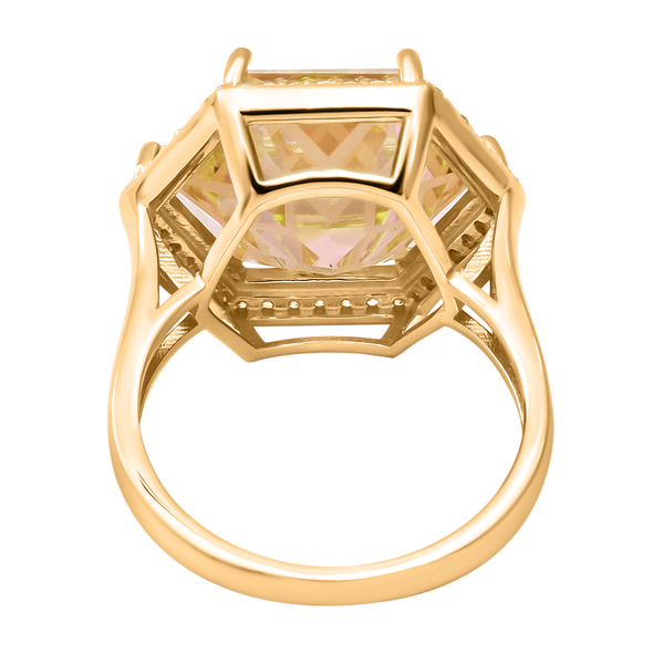 Simulated Yellow Sapphire and Natural Cambodian Zircon Ring in 14K Gold Overlay Sterling Silver
