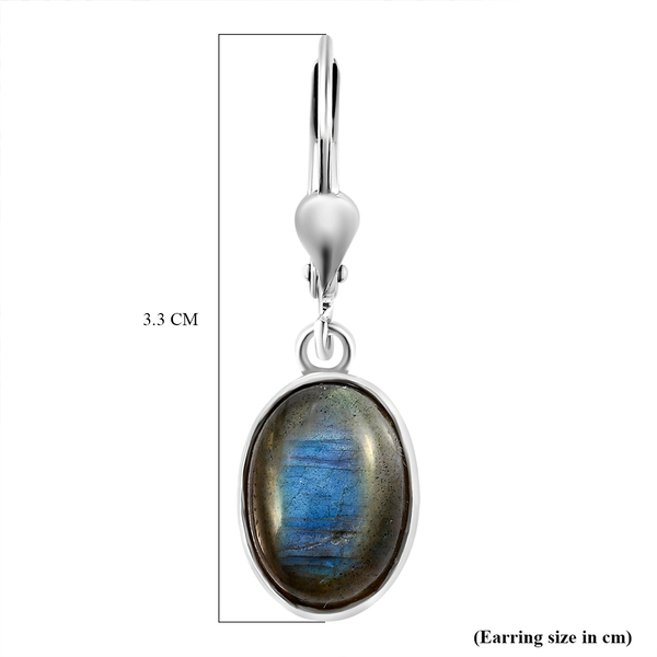 Labradorite Earrings (With Lever Back) in Sterling Silver 13.69 Ct.