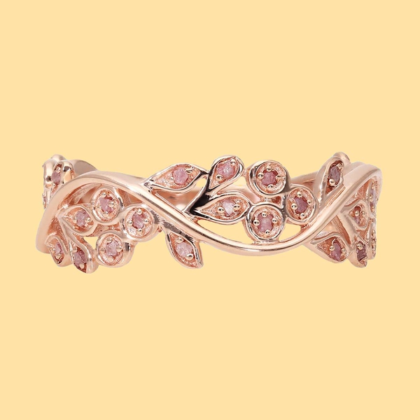Natural Pink Diamond Ring in Vermeil Rose Gold Overlay Sterling Silver 0.20 Ct.