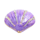 White Austrian Crystal Studded Enamelled Shell Theme Trinket Box with Magnetic Lock in Gold Tone