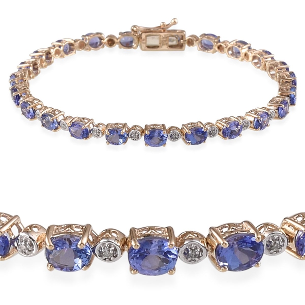 9K Y Gold AA Tanzanite (Ovl), Diamond Bracelet (Size 7.5) 8.090 Ct.