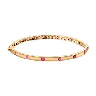 Cabo Delgado Ruby Bangle (Size - 7.5) in 18K Vermeil Yellow Gold Overlay Sterling Silver 2.04 Ct, Si