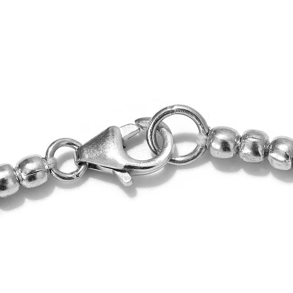 Rhodium Overlay Sterling Silver Bracelet, Silver Wt. 3.15 Gms