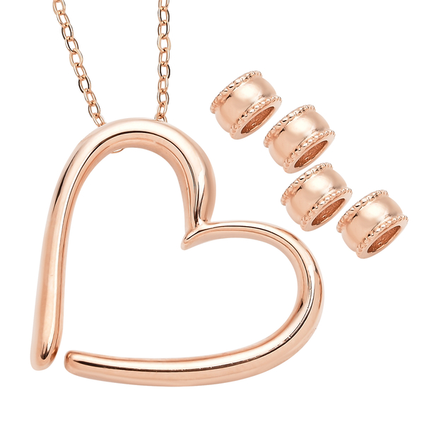 Rose Gold Overlay Sterling Silver Heart Pendant with Chain (Size 18), Silver Wt. 4.00 Gms