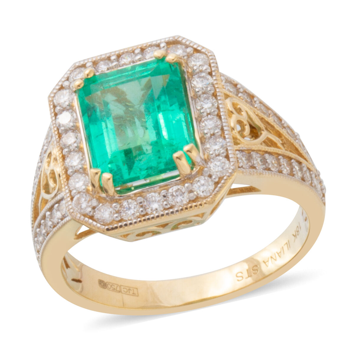 ILIANA 18K Yellow Gold AAA Boyaca Colombian Emerald, Diamond (SI-G-H) Ring 2.680 Ct, Gold wt 6.16 Gm