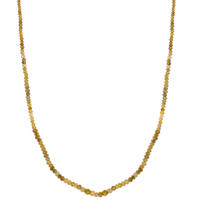 Natural Yellow Diamond Bead Necklace (Size - 20) in Platinum Overlay Sterling Silver 10.00 Ct.