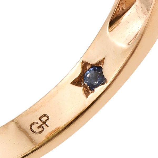 GP Peacock Quartz (Rnd 18.00 Ct), Kanchanaburi Blue Sapphire and Paraibe Apatite Ring in 14K Gold Overlay Sterling Silver 18.500 Ct.
