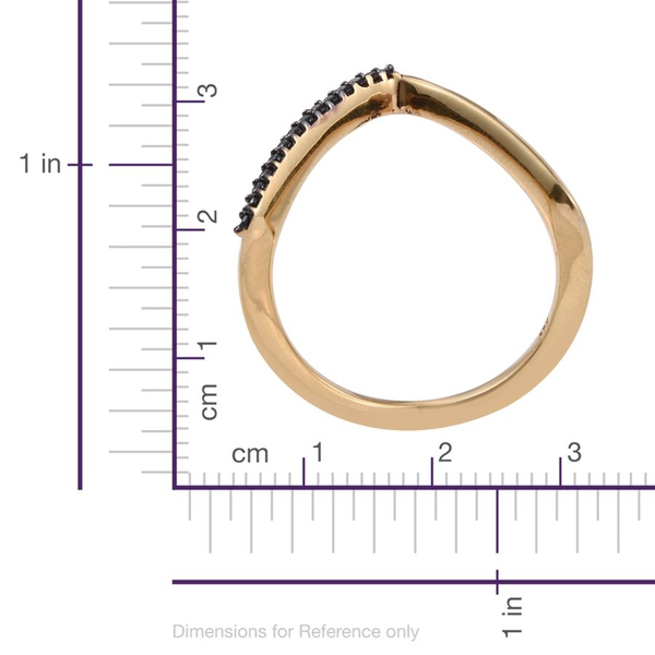 Boi Ploi Black Spinel (Rnd) Wishbone Ring in 14K Gold Overlay Sterling Silver 0.250 Ct.