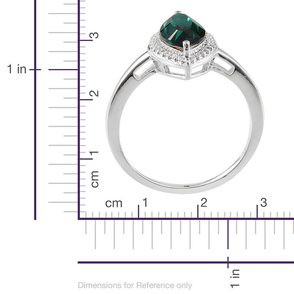 - Emerald Colour Crystal (Mrq) Solitaire Ring, Pendant and Stud Earrings (with Push Back) in Sterling Silver