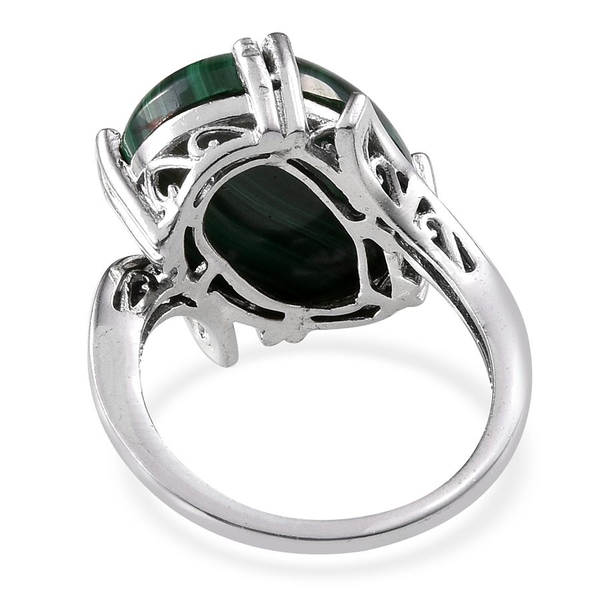 Malachite (Ovl) Ring in ION Plated Platinum Bond 14.000 Ct.