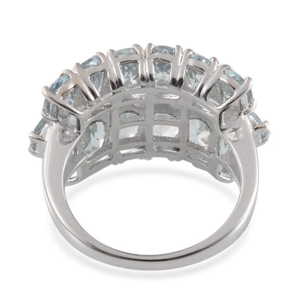Espirito Santo Aquamarine (Ovl) Cluster Ring in Platinum Overlay Sterling Silver 6.000 Ct.
