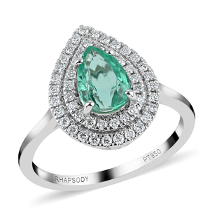 RHAPSODY 950 AGI Certified Platinum AAAA Boyaca Colombian Emerald and Diamond (VS/E-F) Ring 1.35 Ct,