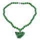 Green Jade Dragon Necklace (Size 24) in Rhodium Overlay Sterling Silver 731.00 Ct.