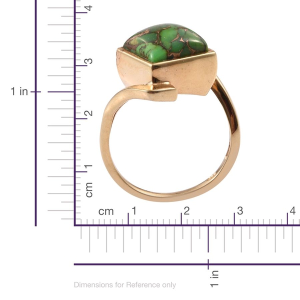 Mojave Green Turquoise (Sqr) Solitaire Ring in 14K Gold Overlay Sterling Silver 5.000 Ct.