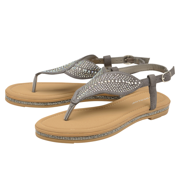 Dunlop Amy Toe Post Flat Sandals (Size 4) - Grey