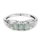 Grandidierite 3 Stone Ring (Size O) in Platinum Overlay Sterling Silver