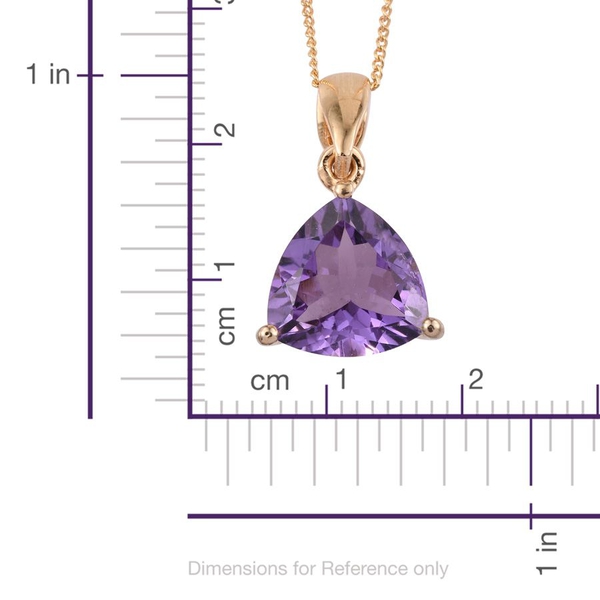 (Option 2) AA Lusaka Amethyst (Trl) Solitaire Pendant With Chain in 14K Gold Overlay Sterling Silver 4.000 Ct.