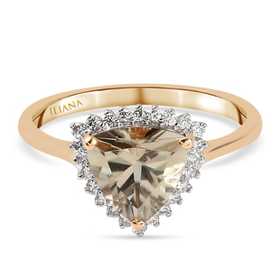 Monster Deal - ILIANA 18K Yellow Gold Extremely Rare Shape AAA Turkizite and Diamond (SI) Halo Ring 
