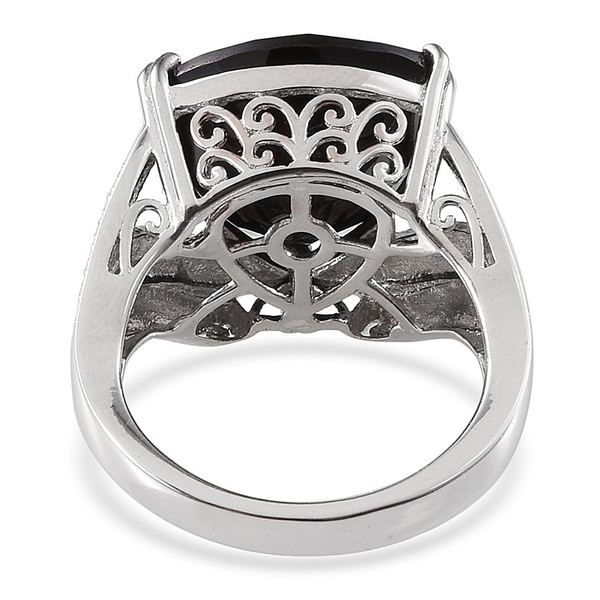 Boi Ploi Black Spinel (Trl) Ring in Platinum Overlay Sterling Silver 17.250 Ct.