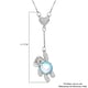 Simulated Blue AB Crystal, Simulated Diamond and Simulated Black Spinel Bear Necklace (Size - 20 With 2 Inch Extender) in Silver Tone