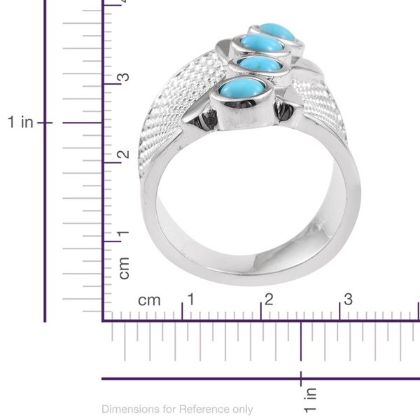 Kingman Turquoise (Rnd) Ring in ION Plated Platinum Bond 1.500 Ct.