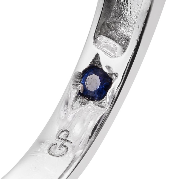 GP Amethyst (Pear 1.00 Ct), Kanchanaburi Blue Sapphire Ring in Platinum Overlay Sterling Silver 4.750 Ct.
