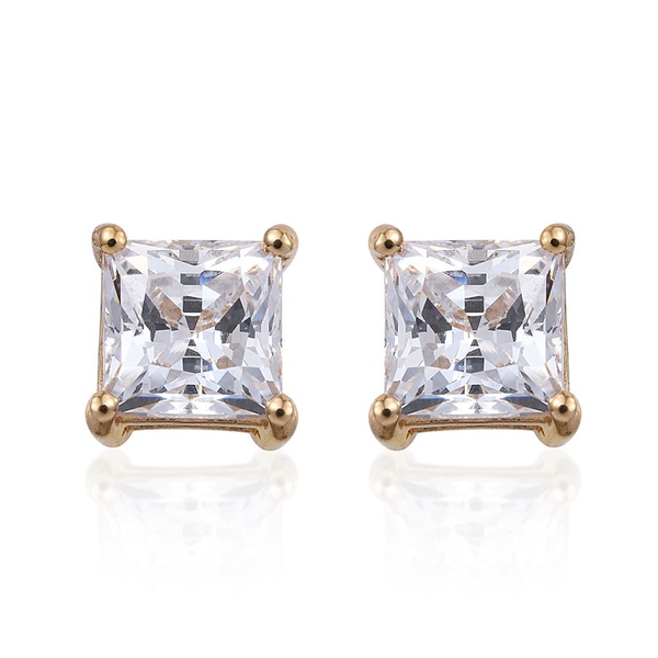 Lustro Stella - 14K Gold Overlay Sterling Silver (Sqr) Stud Earrings (with Push Back) Made with Fine