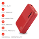 Wesdar 10000 mah Portable Power Bank S69 with Double USB Output (Size:10x6Cm) - Red