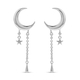 LucyQ Crescent Collection - Rhodium Overlay Sterling Silver Crescent Moon Drop Earrings ( with Push 