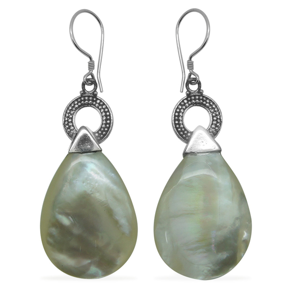 Royal Bali Collection Mother of Pearl Teardrop Hook Earrings in Sterling Silver 22.00 Ct.