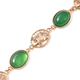 Green Agate and White Austrian Crystal Bracelet (Size 9 ) in Yellow Tone