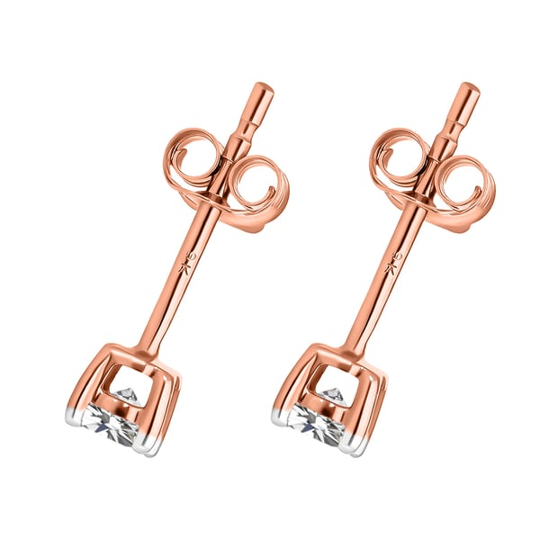 9K Rose Gold SGL Certified Diamond (I3/G-H) Stud Earrings (with Push Back) 0.25 Ct.
