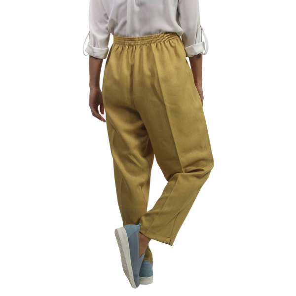 Emma Half Elasticated Comfortable Summer Trousers in Mustard