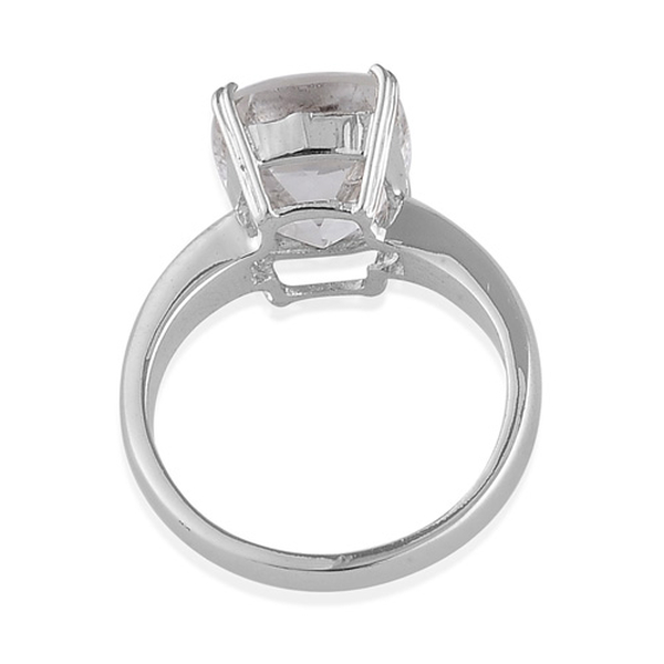 Golconda Diamond Topaz (Cush) Solitaire Ring in Platinum Overlay Sterling Silver 6.750 Ct.